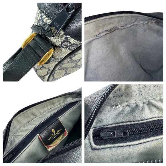 GUCCI School Bag Navy Blue Canvas Leather Ophidia Flap Accessory Collection - Picture 12 of 17